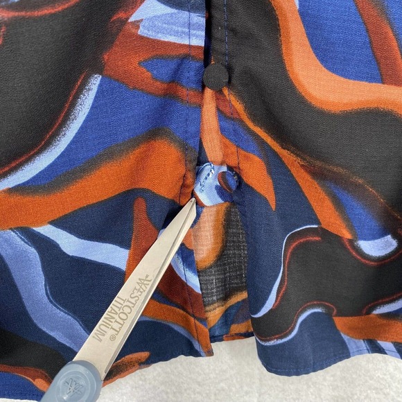 Nine West Blouse Womens XXL Button Up Geometric Career Flowy Top - Picture 9 of 16